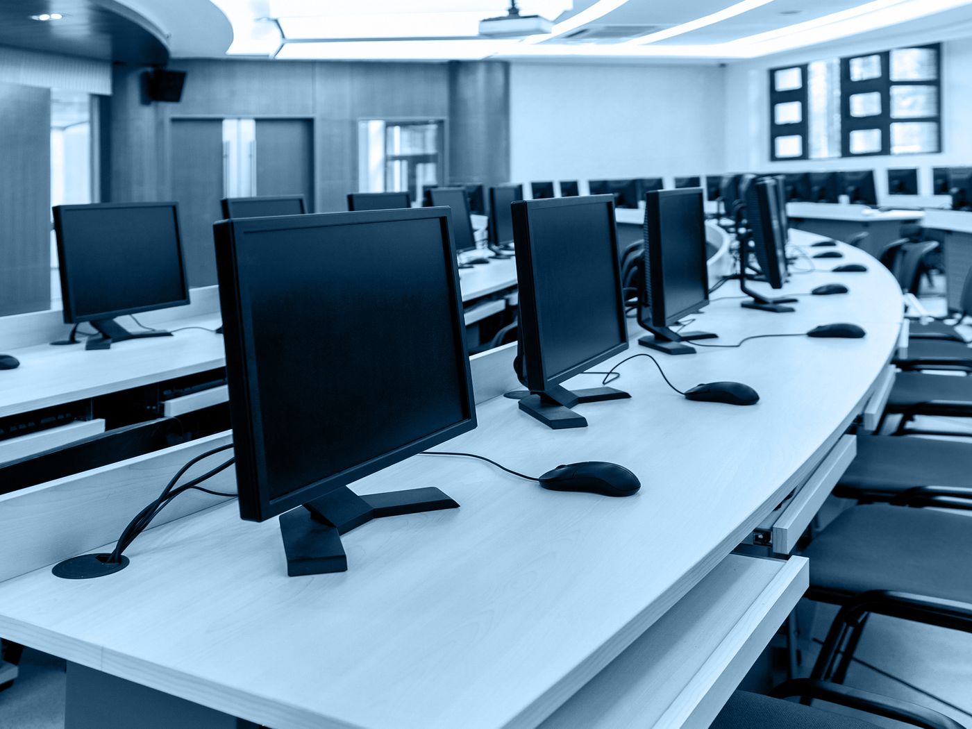 An empty computer room